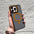 Non-slip transparent magnetic bracket phone case for iPhone showing hidden stand and anti-fingerprint finish