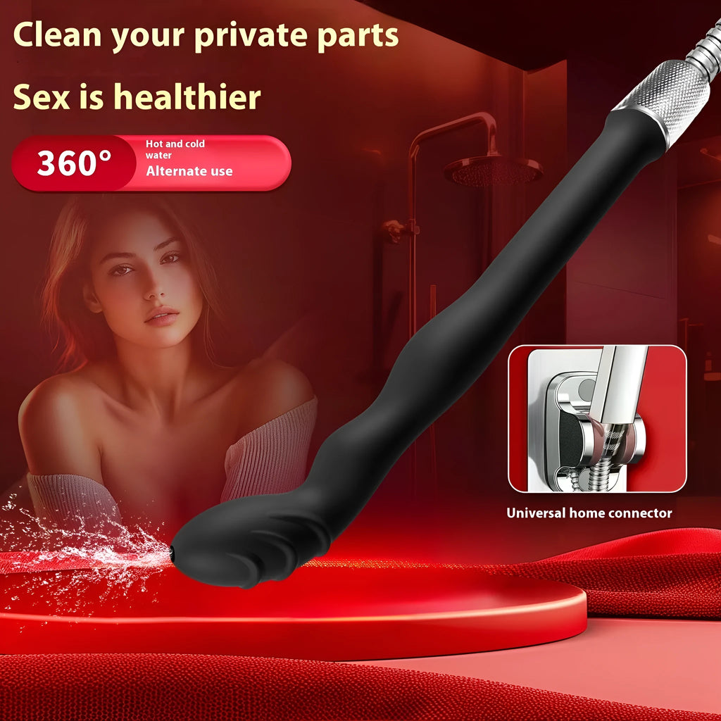 A black silicone hosepipe flusher tube for washing and cleaning tasks.