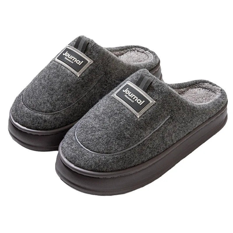 Men's brown thickened suede slipper with EVA sole and rubber midsole for large sizes