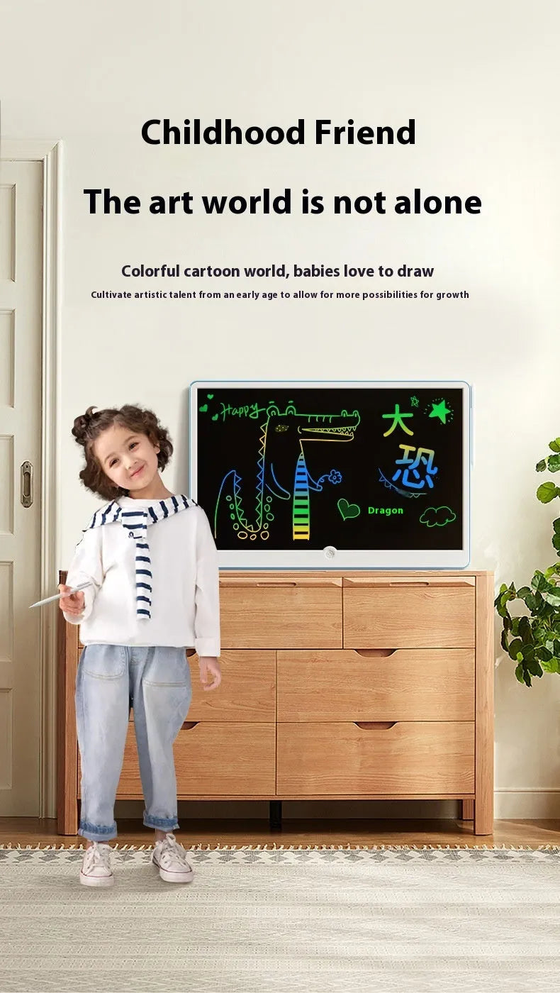 19-inch rechargeable LCD children's drawing board in blue and white colours
