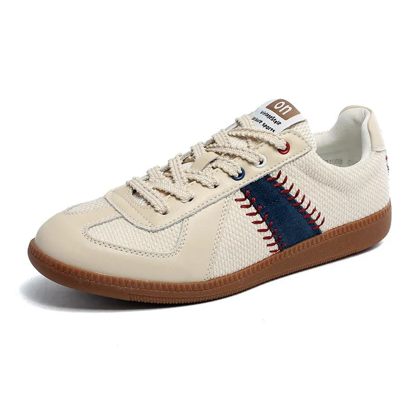 White mesh low-heel men's casual exercise sneakers with flat heel