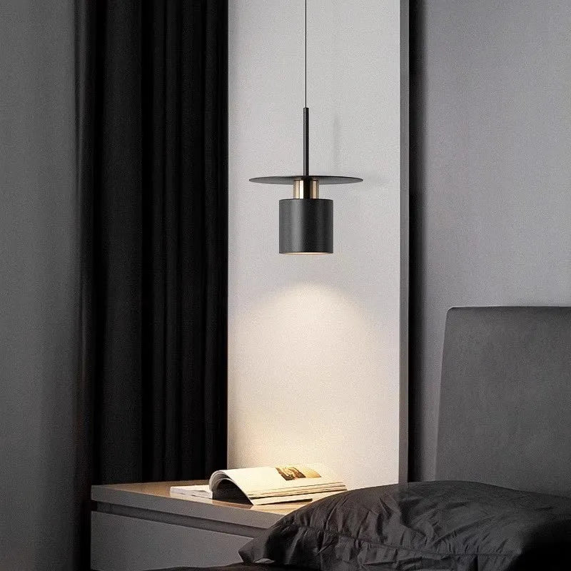 Modern minimalist small droplight chandelier in black 30cm diameter for bedroom or study