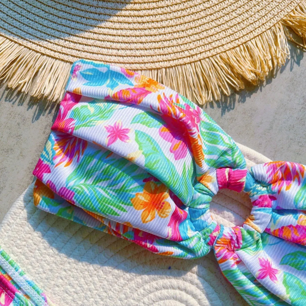Sunken stripe printed sexy split swimsuit for women in colour RT6117, quick-drying nylon and polyester blend