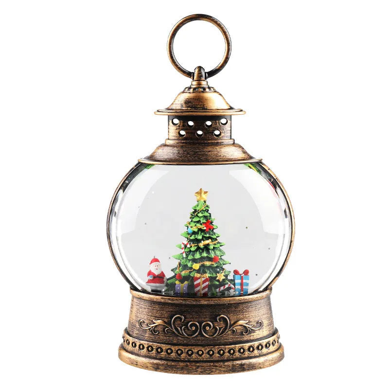 Christmas wind lamp music box with rotating crystal ball and night light, plastic, American style
