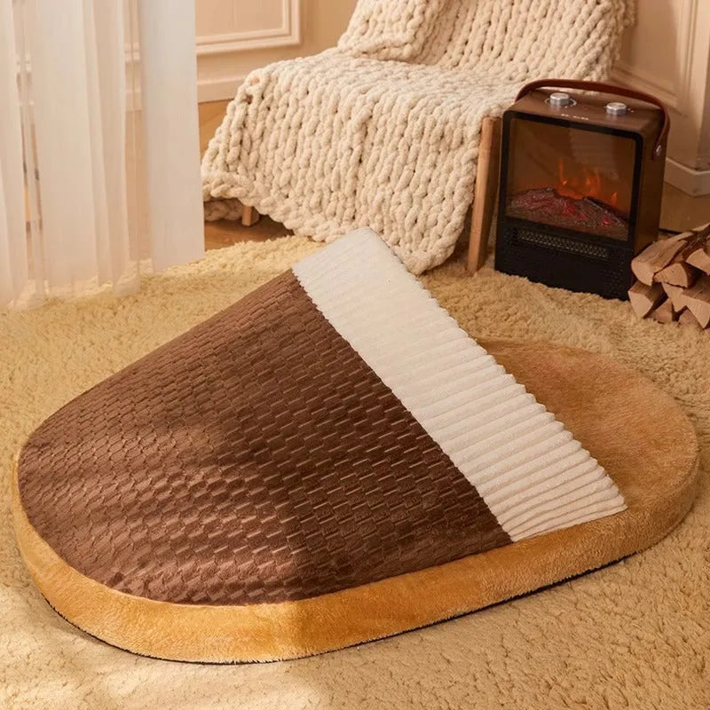 Blue or brown dog nest sleeping bag bed with removable washable cover for small medium dogs