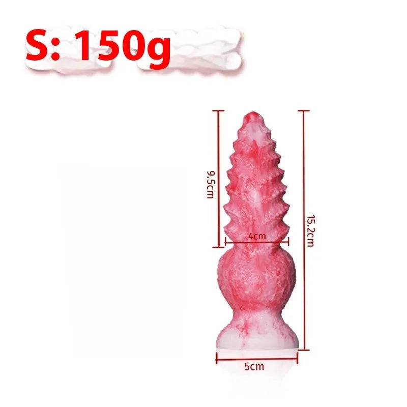 Pink penis-shaped adult masturbation toy made of platinum silicone, showing Berserker model.