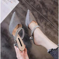 Women's baotou sandals stiletto heels closed-toe PU leather muller shoes pink colour