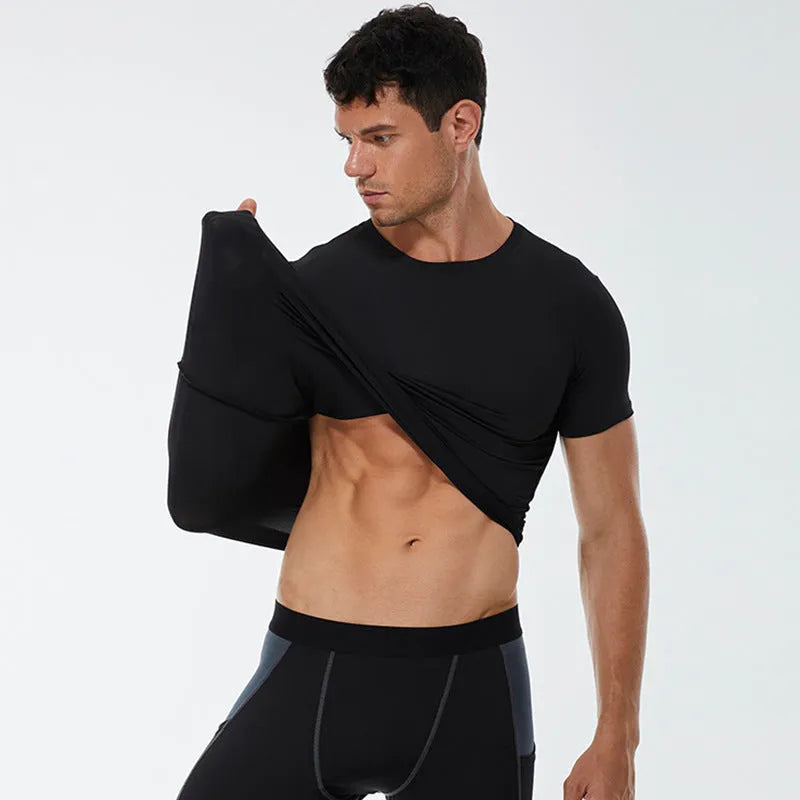Men's stretch quick drying short-sleeved fitness shirt in multiple colours