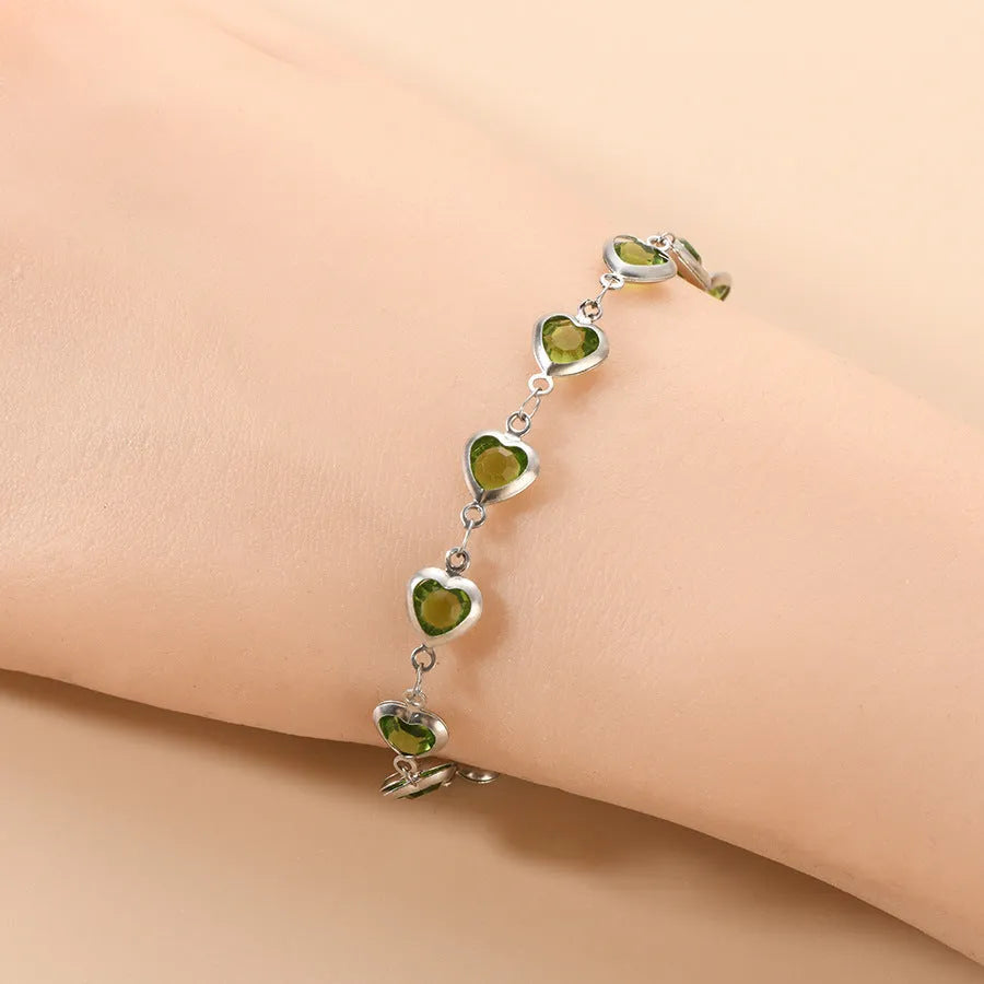 Geometric heart-shaped stainless steel bracelet with colourful electroplated finish