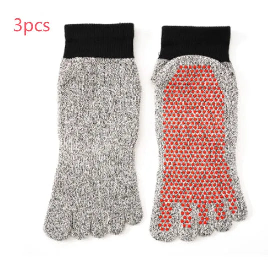 Anti cut protective socks in grey red, HPPE and rubber, unisex size 25.5cm