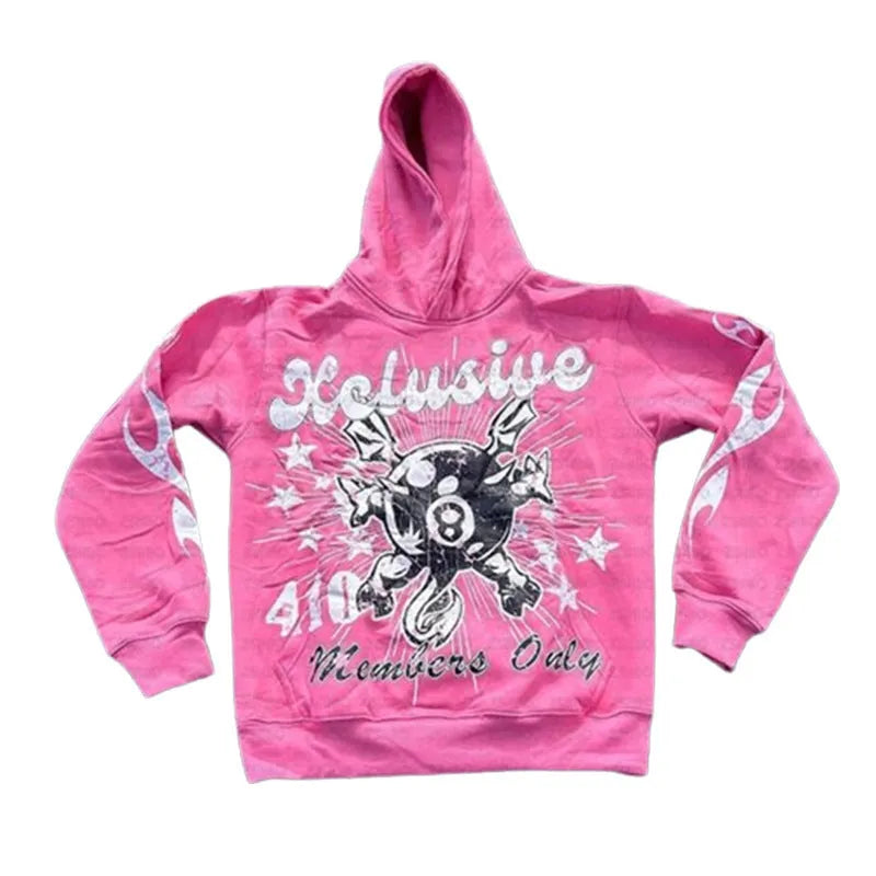 Personalised letter print loose pullover in street hipster style with a pocket, shown in various colours.
