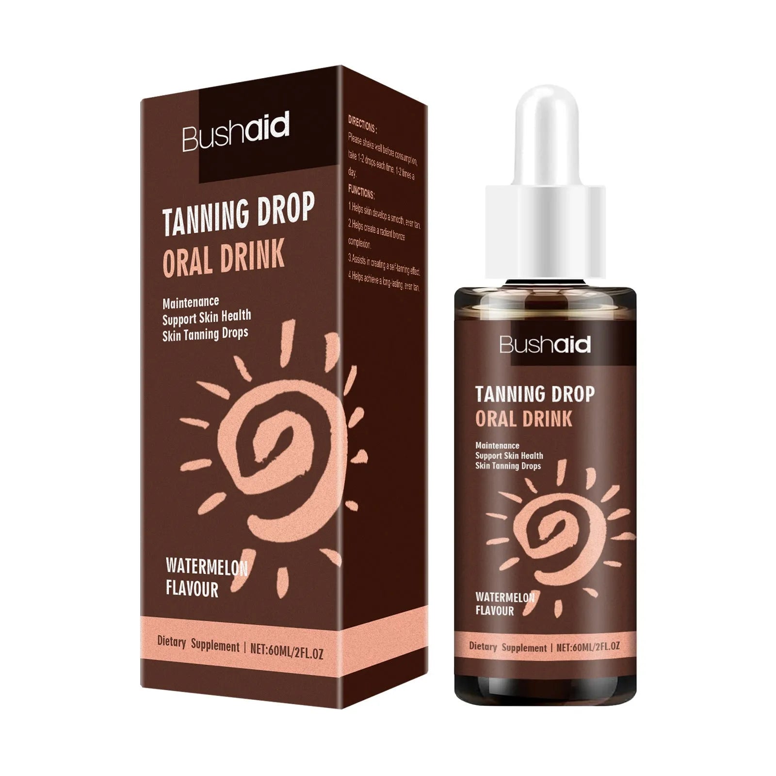 60ml sun tanning essence tube in a compact body care kit box.