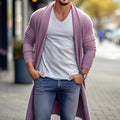 Men's loose long coat in polyester fibre, sizes M to 3XL, shown in a choice of six colours