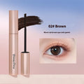 Long curling mascara with curved brush applicator in black and brown colour options