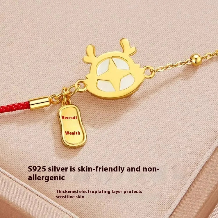 Silver-plated Dragon zodiac bracelet with animal modelling in New Chinese style