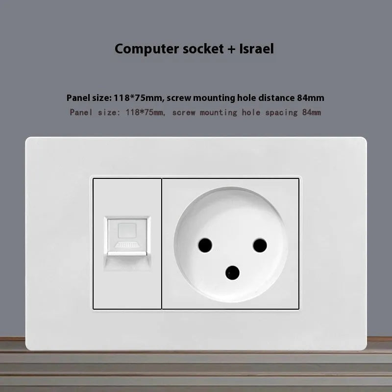 White 118 type 16A Israel socket panel with flame retardant protection and phosphor bronze conductors