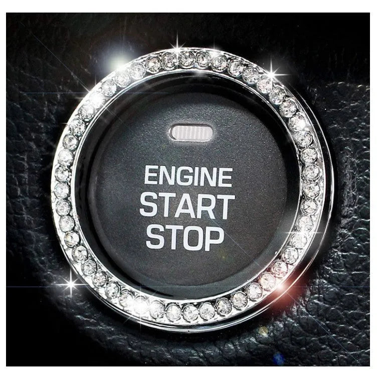 Car diamond-embedded one-click start decorative ring with rhinestone in zinc alloy, five colour options