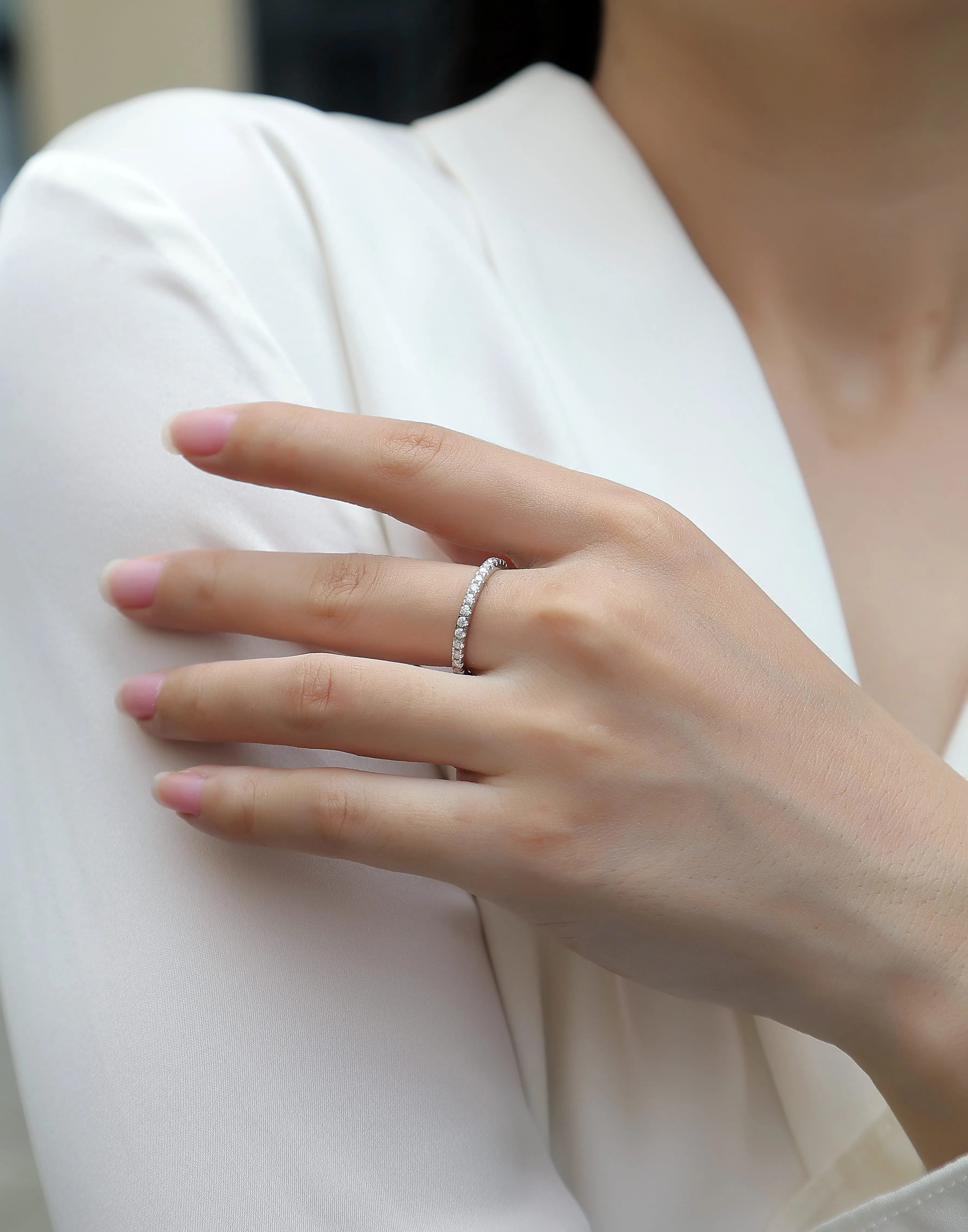 Daytime moissanite wedding ring set in gold and rose gold, S925 silver with platinum plating, sizes 5-9, gift box included