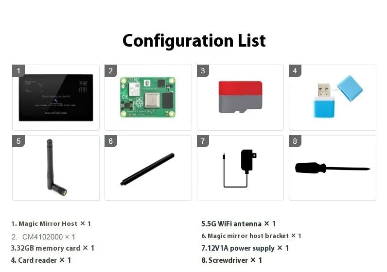 13.3-inch magic mirror touch display screen with integrated Raspberry Pi CM4 main control board.