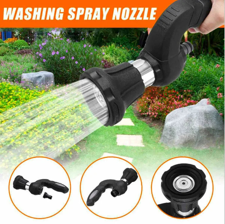 Mighty Power Hose Blaster Nozzle, black, with ergonomic handle and spray settings, for garden and car washing