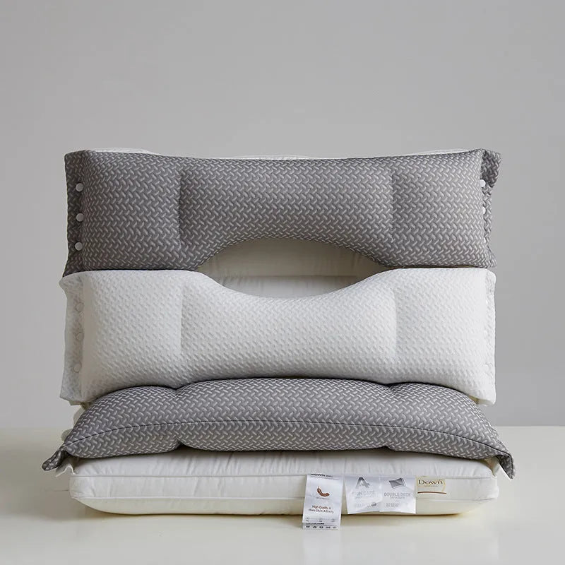 Double-layer cervical support pillow 40x60cm in low loft option on a bed