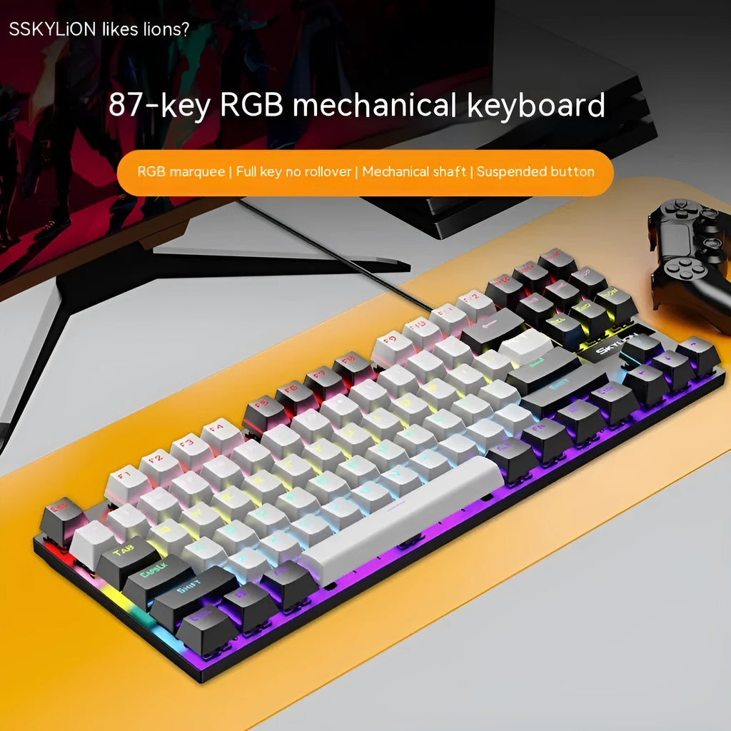 K87 mechanical keyboard with metal construction and 1.4m cable in selected colour with green or red switches