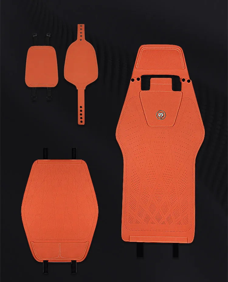 Tailored ultra-thin leather car seat cover with fur lining and gradient ventilation holes in multiple colour options.