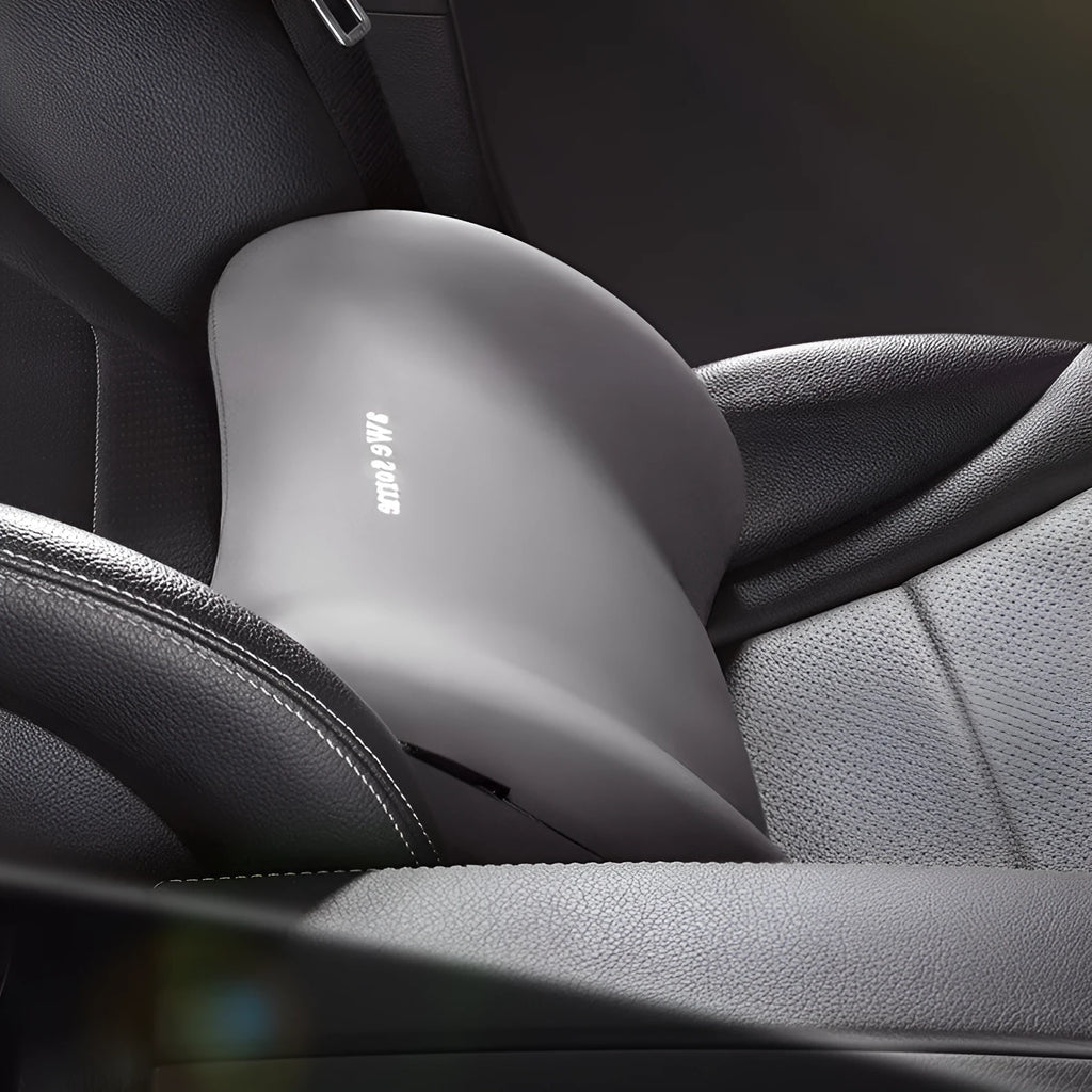 Automotive headrest and lumbar support pillow set in black, grey, pink, brown or green colour options
