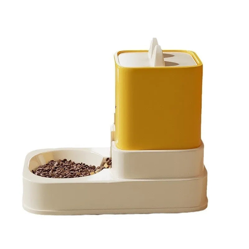 4000ML automatic pet feeder and water dispenser in PP with cream yellow tractor design