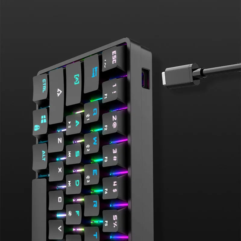 Wireless Bluetooth mechanical keyboard with colourful PBT keycaps, black colour, compact size