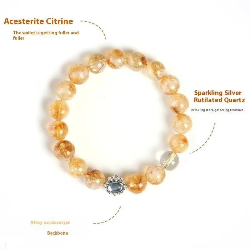 Citrine crystal bracelet with geometry design in 10mm size