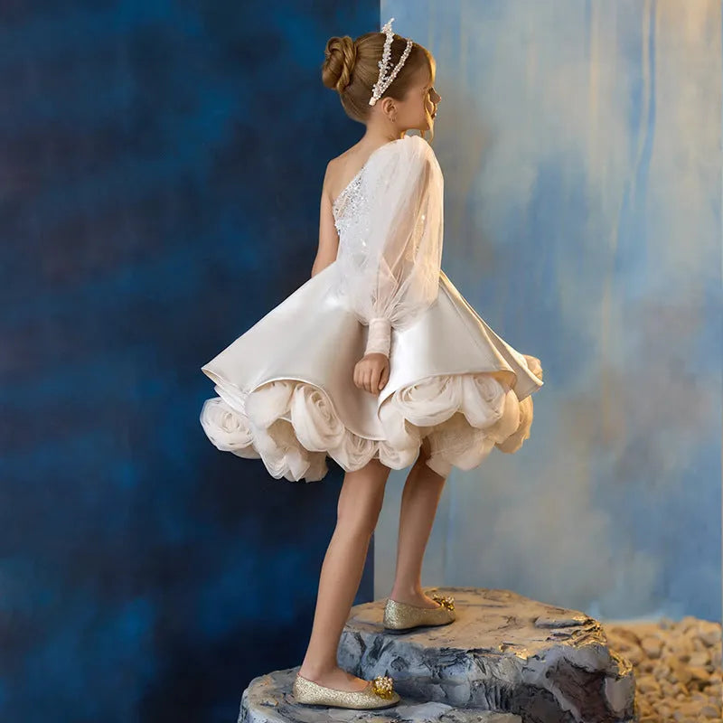 Girls apricot sling princess dress in polyester blend, sizes 100cm to 150cm