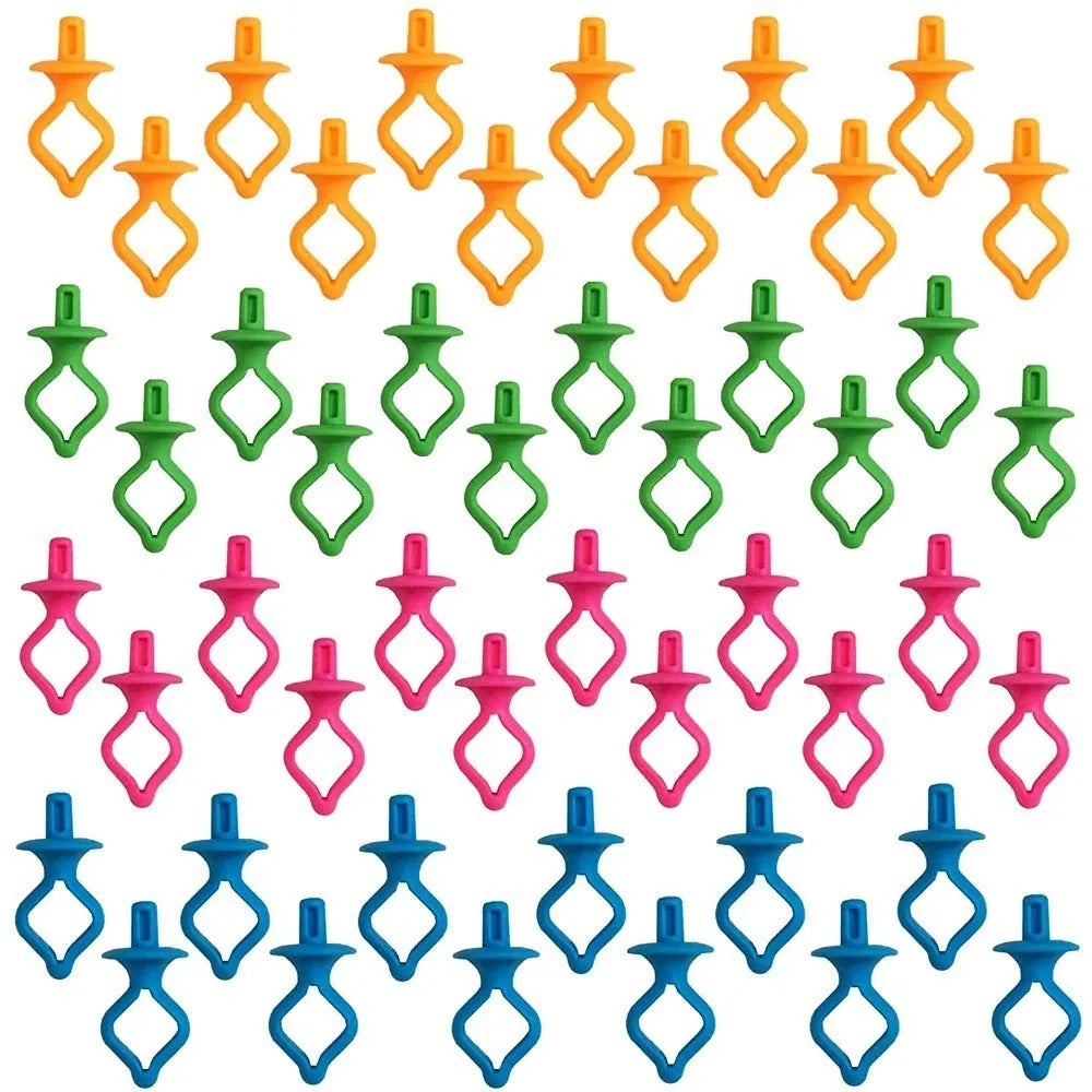20 silicone bobbin core clips in random colours for sewing machine bobbin storage and anti-shedding thread management.