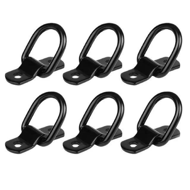 Galvanised pull ring floor hook for truck cargo securing in black finish