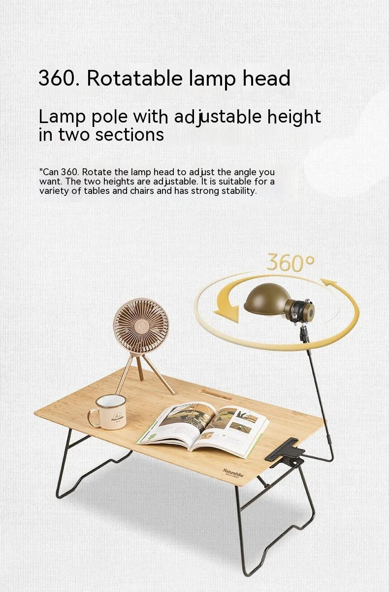 Rechargeable metal hanging camping lamp in Olive Green or Wood Grain Color, approximately 0.6kg, specification NH22ZM002
