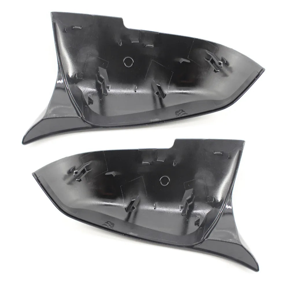 Pair of paint bright black modified horn-shaped rear-view mirror shells for BMW 3 Series and 4 Series F20 F30 models