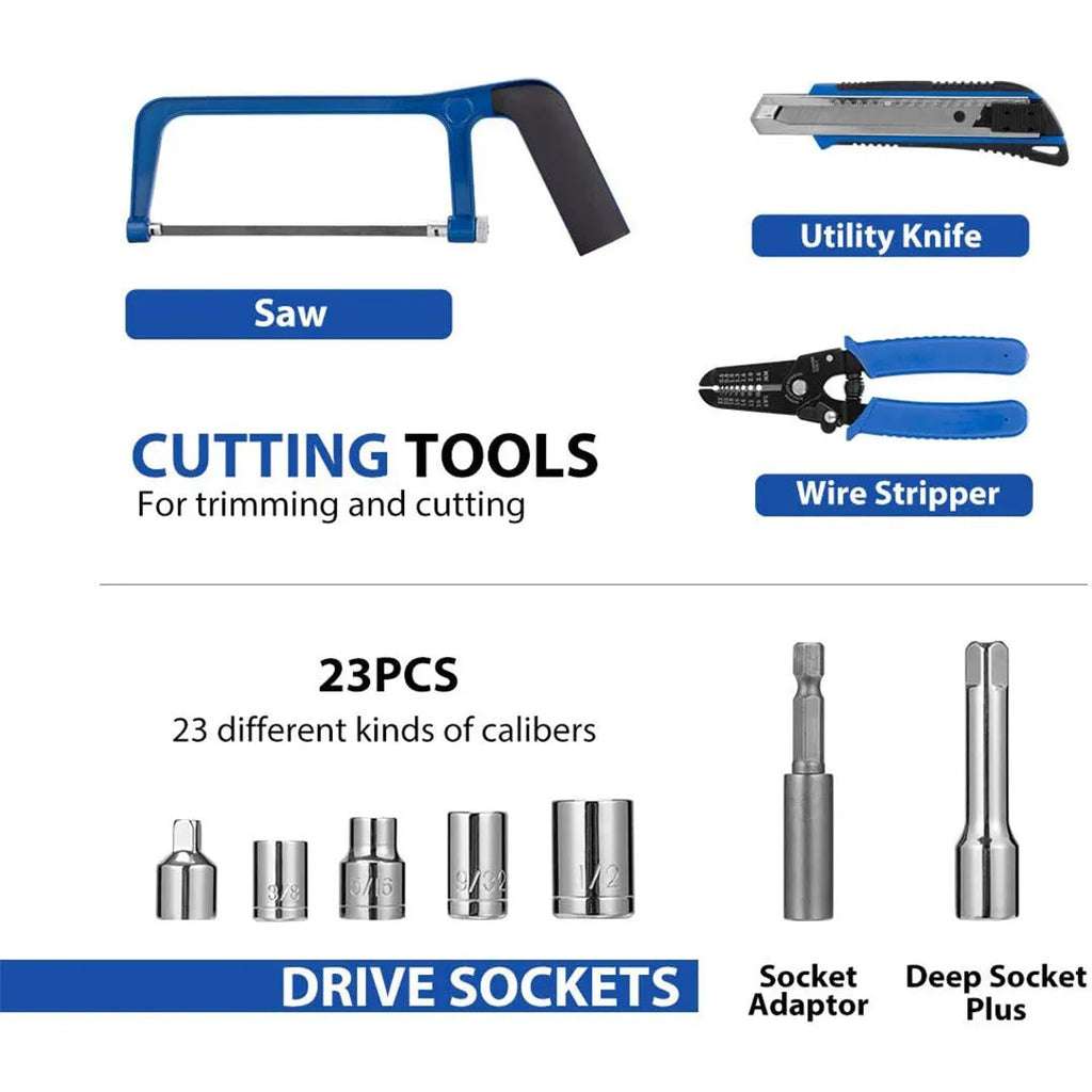 Black carbon steel home car hardware tool combination set for auto repair