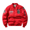 Men's slim-fit stand collar Harley motorcycle retro padded coat in blue