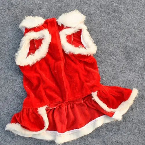 Red velvet pet skirt for female dogs, size XS to L, Christmas New Year outfit