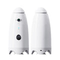 Smart pet feeder in white with built-in camera and APP remote control for dogs and cats, size 270mm by 120mm
