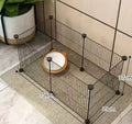 11-piece small dog indoor fence cage with door and modular iron wire panels in white