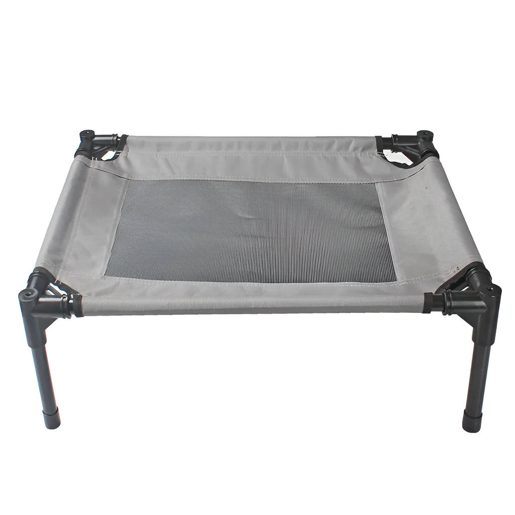 Black steel frame portable outdoor dog bed with removable Oxford cloth cover