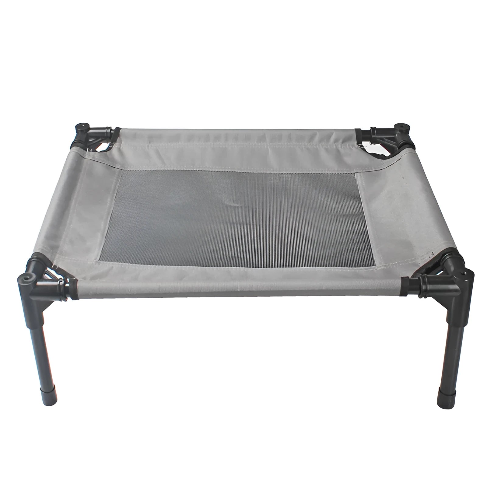 Black steel frame portable outdoor dog bed with removable Oxford cloth cover