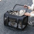 Universal Oxford fabric pet bag for dogs and cats, shown in grey with blue edge colour option
