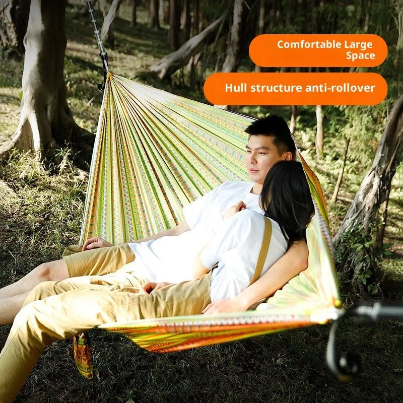 Bohemian yellow polyester parachute cloth hammock measuring 260x140cm for outdoor camping and park use