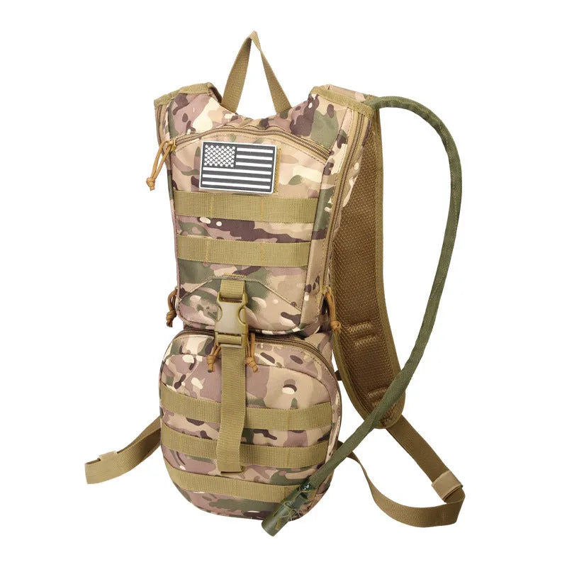 Tactical cycling hydration bag with camouflage pattern and oxford cloth waterproof construction