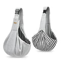 Pet dog travel sling carrier in light grey polyester with phone pocket, suitable for small pets up to 10 jin