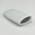 Rugby chin pad in polyester fibre, 12 x 7.5 cm, shown as an anti-collision helmet pad in black, white, blue, or grey.