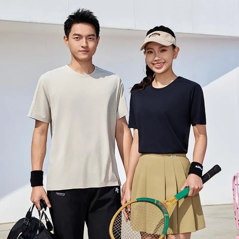 Difu solid colour short sleeve T-shirt in Ivory White, slim fit pullover for sports meeting