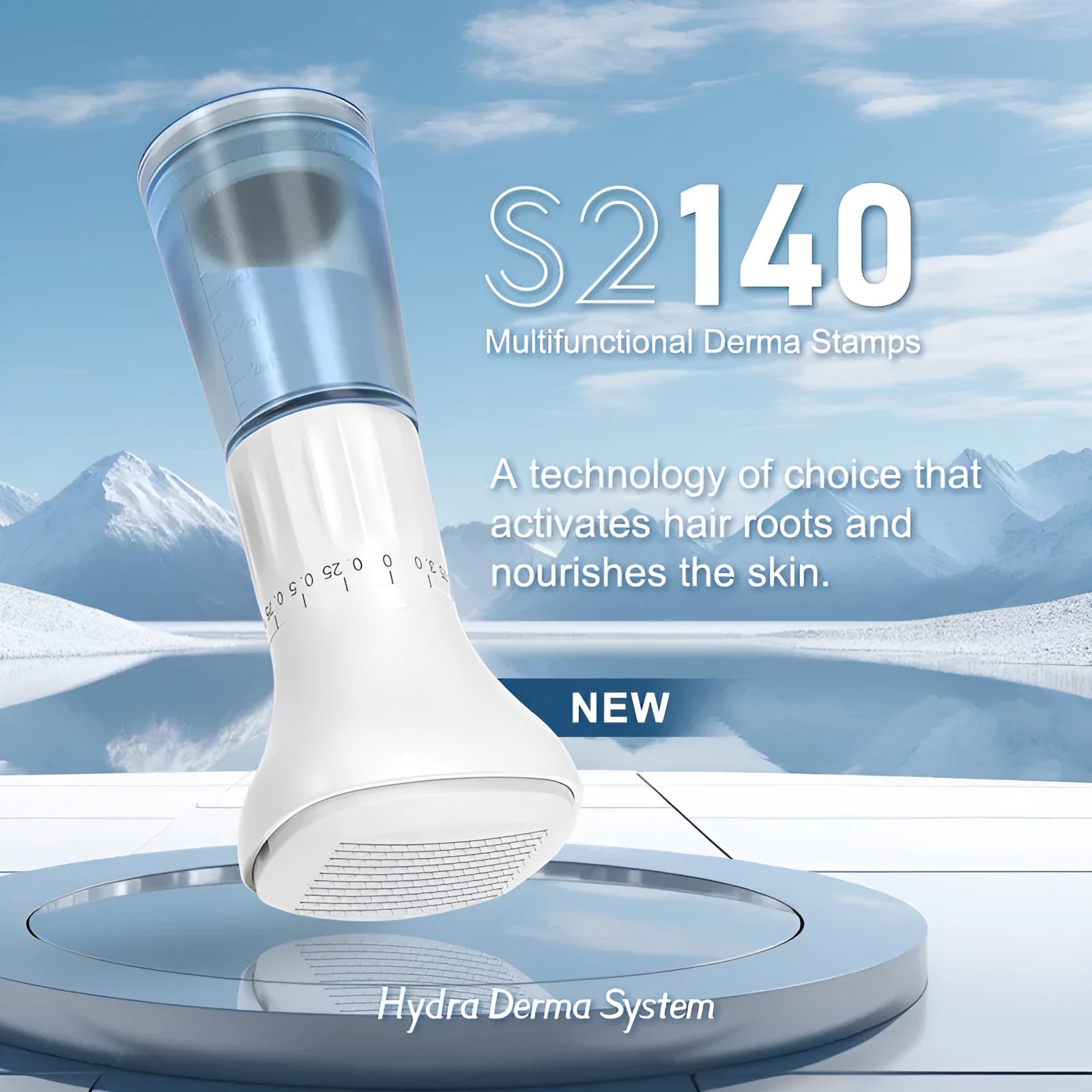 Blue micro needle roller scalp care machine with 10ml solution for home hair follicle stimulation